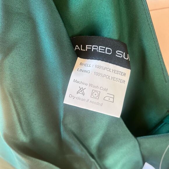 Alfred Sung NWT Alfred Sung Dress Size 14 Forest Green Spaghetti Strap formal dr - Picture 5 of 5